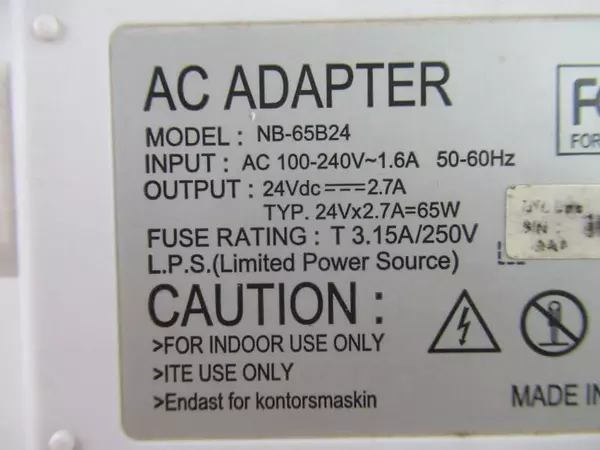 Micro Accessories Inc AC Adapter NB-65B24 White AC 100-240V 1.6A 50-60Hz