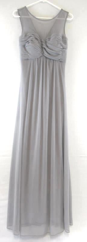 Birdy Grey Dress Formal Bridesmaid Gray Long Sleeveless Lined Women's Size S