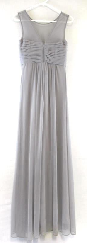 Birdy Grey Dress Formal Bridesmaid Gray Long Sleeveless Lined Women's Size S