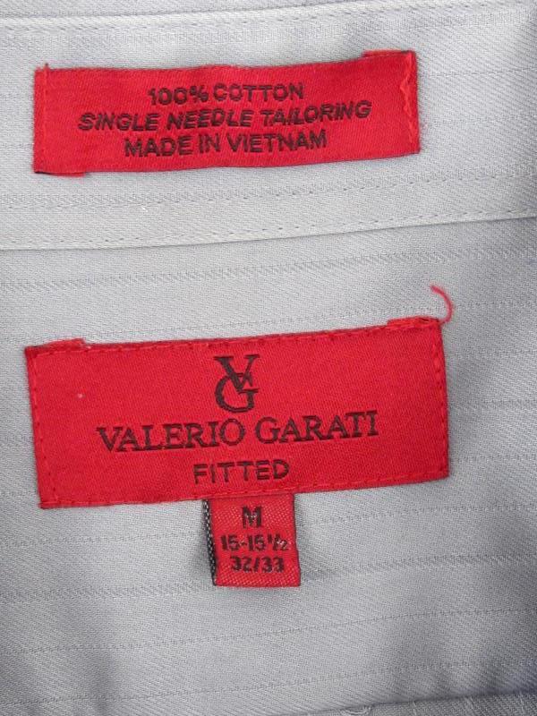 Valerio Garati Dress Shirt Suit Fitted Gray Stripes Men's Size M 15/15.5 32/33
