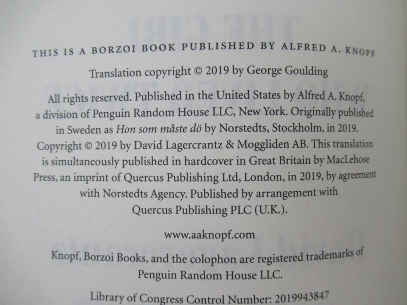 The Girl Who Lived Twice by David Lagercrantz 2019 Hardcover Millennium Book 6