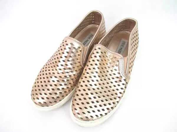 Steve Madden Rose Gold Slip On Comfort Fashion Sneakers Laser Cut Women's Sz 6.5