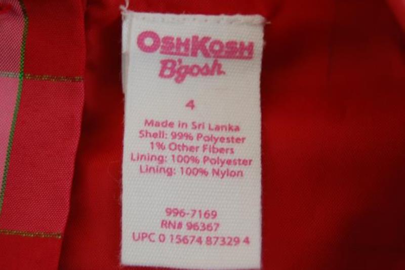 OshKosh B'Gosh Girls Fancy Dress Size 4 Fit & Flare Pink Red