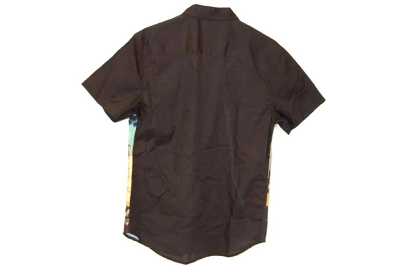 Carbon Casual Button Down Shirt Men's Size Medium Short Sleeve Palm Tree Sunset