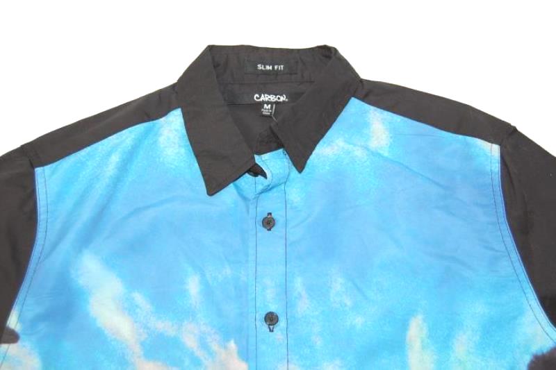 Carbon Casual Button Down Shirt Men's Size Medium Short Sleeve Palm Tree Sunset