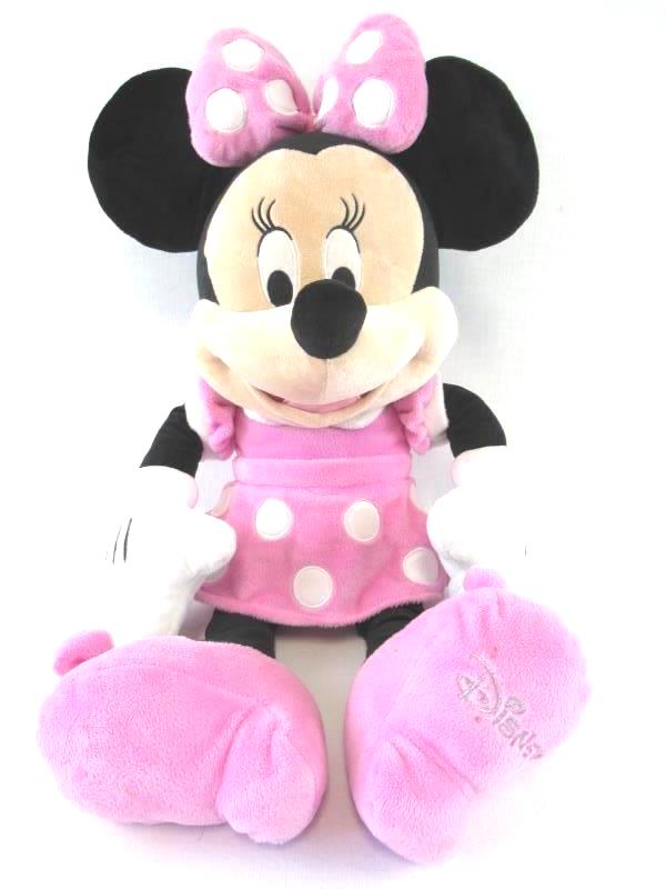 Disney Minnie Mouse Stuffed Animal Plush Black White Pink Dress Toy Jumbo 25''