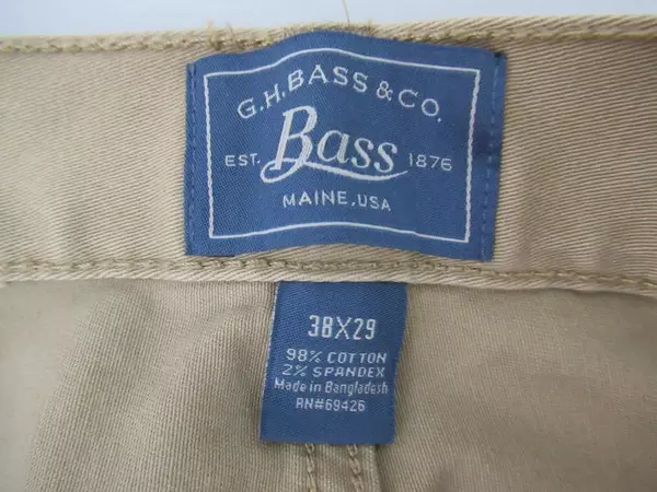 G.H. Bass & Co Stretch Khaki Pants Men's Size 38x29 Straight Fit Cotton Spandex