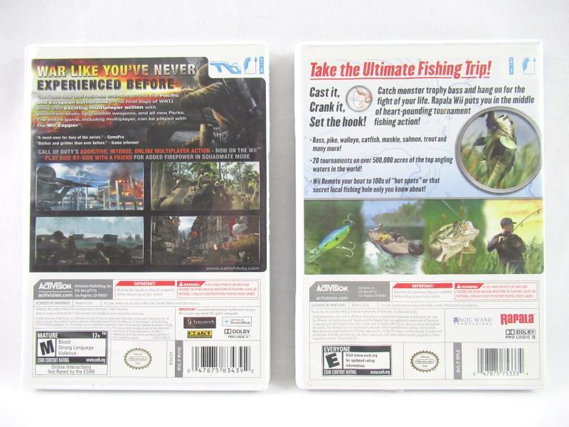 Lot of 2 Nintendo Wii Games Call Of Duty World At War Rapala Tournament Fishing