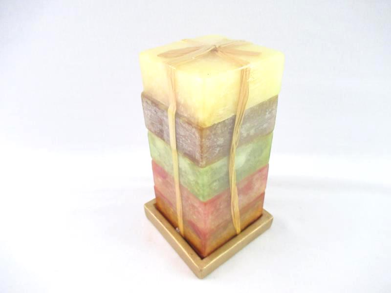 Giftco Set of 5 Stacked Candles With Raffia Scented Vanilla Cherry Almond