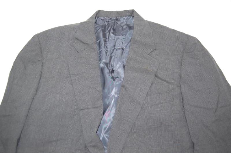 Hickey Freeman Nordstrom Suit Jacket Grey Plaid Men's Size 42L Pockets