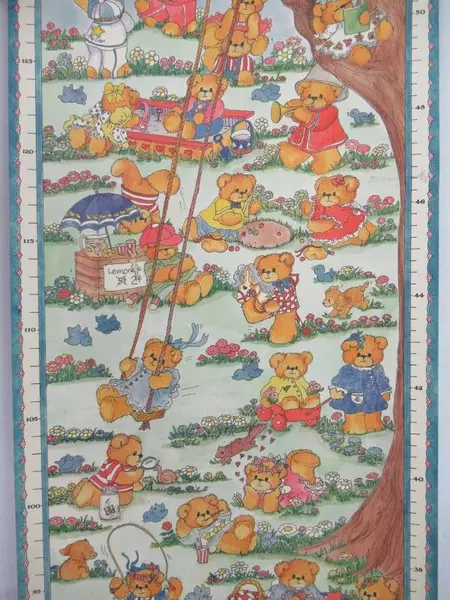 Vintage 1980s Lucy & Me Teddy Bear Growth Chart Scaling New Heights by Lucy Rigg