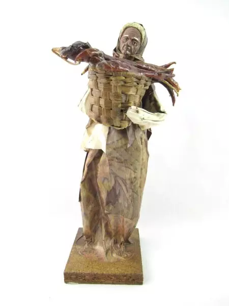 Papier Mache Dolls Ethnic Couple Carrying Baskets Of Chili Peppers