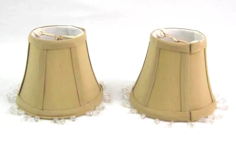 Lot of 2 Candle Bulb Clip on Lampshades Sage Green Beaded Crystal Accents