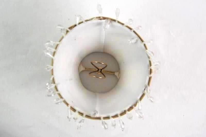 Lot of 2 Candle Bulb Clip on Lampshades Sage Green Beaded Crystal Accents