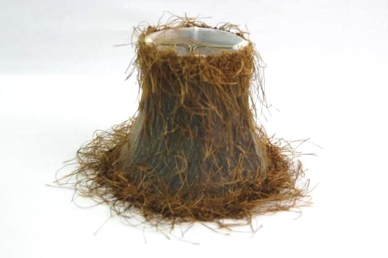 Lot of 2 Candle Bulb Clip on Lampshades Grey Brown Fringe Trim