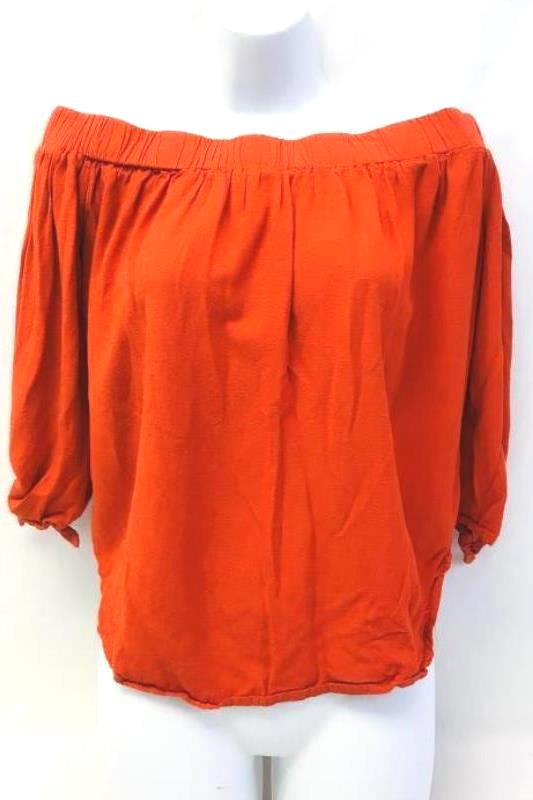 Old Navy Bright Orange Off Shoulder Top Women's Size Small With Tie Knot Accent