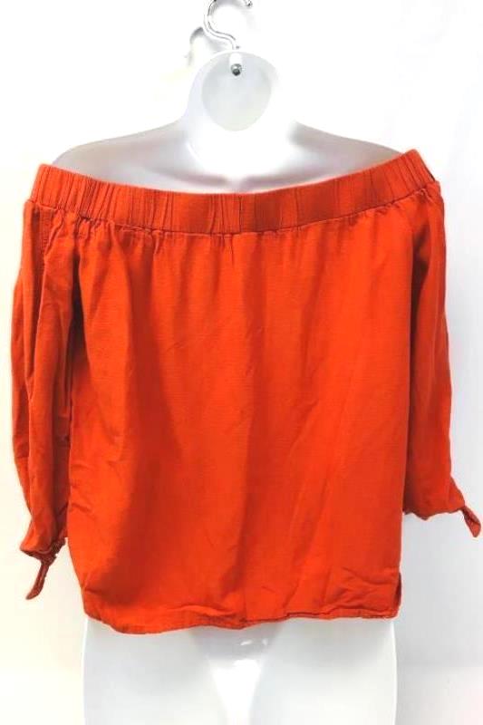 Old Navy Bright Orange Off Shoulder Top Women's Size Small With Tie Knot Accent