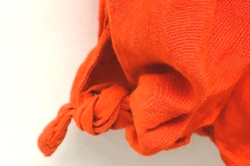 Old Navy Bright Orange Off Shoulder Top Women's Size Small With Tie Knot Accent
