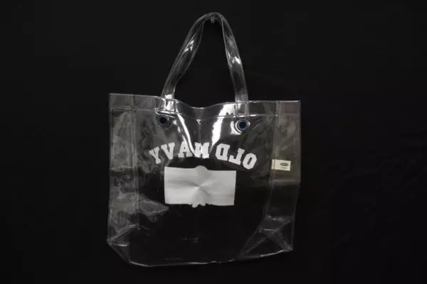 Old Navy Clear Concert 2 Handle Tote Bag Dog American Flag Logo