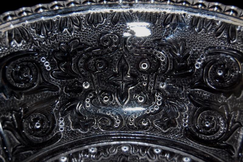 Vintage Ornate Pressed Sandwich Glass Pickle Relish Bowl Clear Reproduction