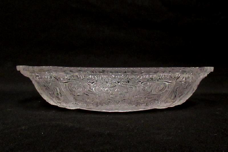 Vintage Ornate Pressed Sandwich Glass Pickle Relish Bowl Clear Reproduction