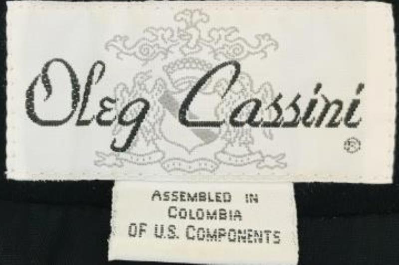 Oleg Cassini Suit Jacket Women's Size 8 Black Shoulder Pads Wool Blend