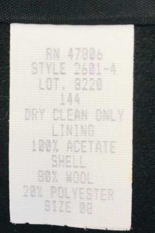 Oleg Cassini Suit Jacket Women's Size 8 Black Shoulder Pads Wool Blend