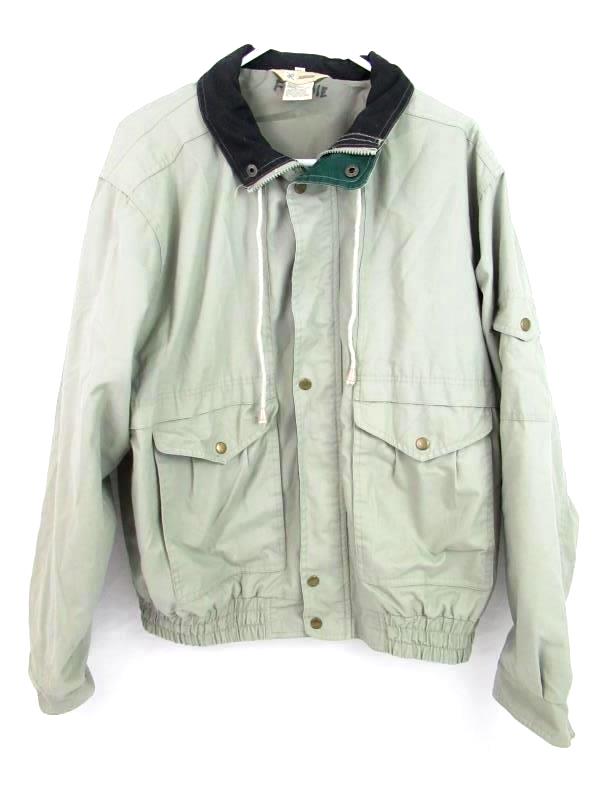 Vintage Haband's Jacket Men's Size XL Full Zip Green Pockets Drawstring Elastic