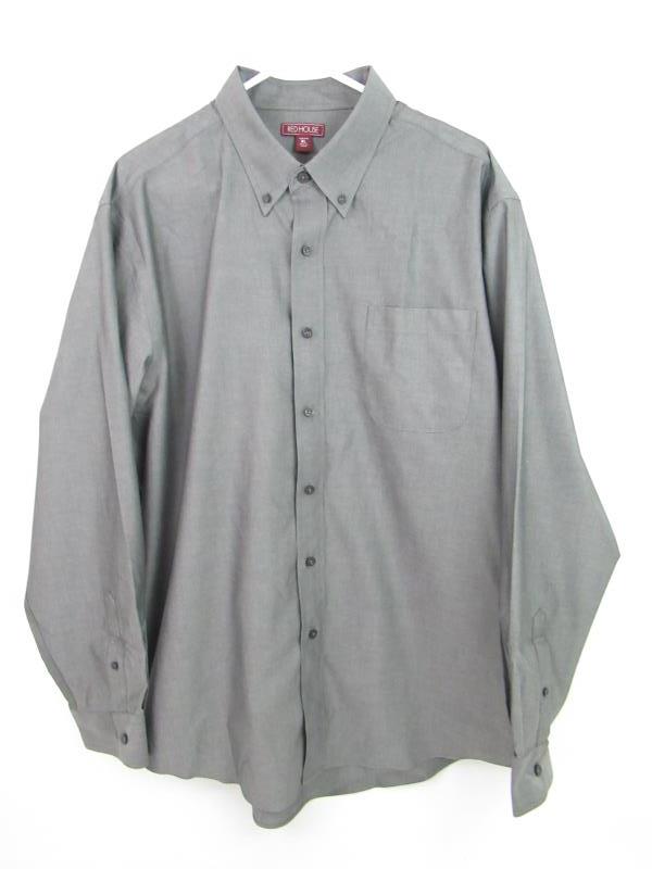 Red House Grey Button Down Shirt Men's Size XL 100% Cotton No Iron