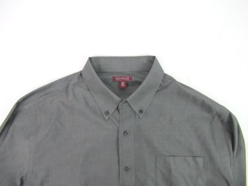 Red House Grey Button Down Shirt Men's Size XL 100% Cotton No Iron