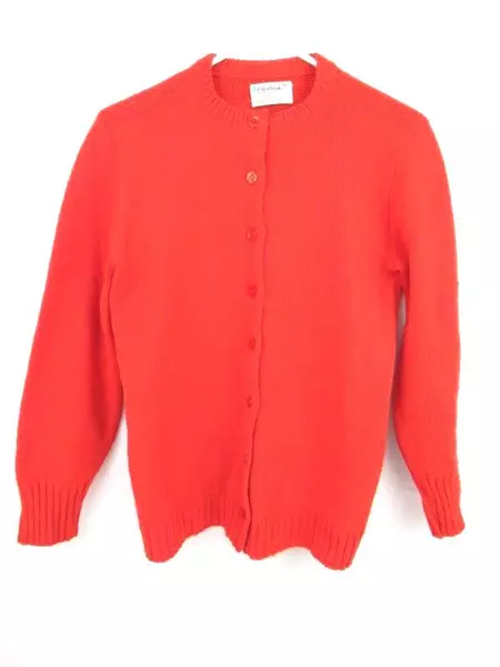 Vintage Glenbrooke Bright Red Knit Cardigan Sweater Women's Size 38