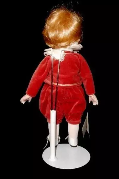 Doll Boutique Porcelain Twin Boy Doll With Stand Red White Clothing