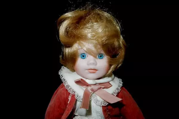 Doll Boutique Porcelain Twin Boy Doll With Stand Red White Clothing