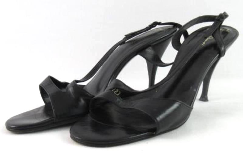 Vintage Bonnie Smith For Kimel Black Strappy Heels Women's Size 8N Open Toe
