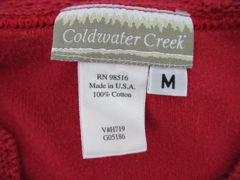 Coldwater Creek Red V Neck Top With Knit Crochet Trim Women's Size Medium