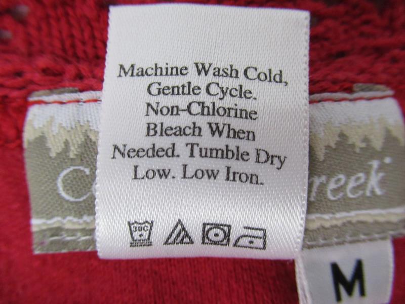 Coldwater Creek Red V Neck Top With Knit Crochet Trim Women's Size Medium