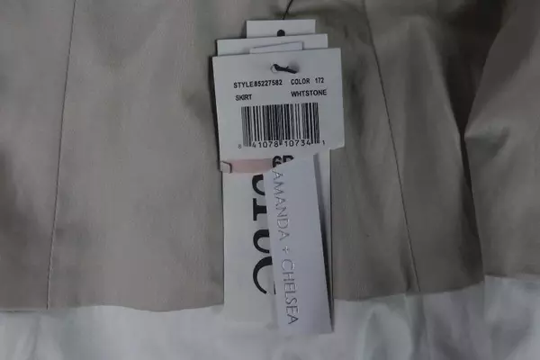 Amanda + Chelsea Striped A Line Skirt Women's Size 6P Tan White Stretch