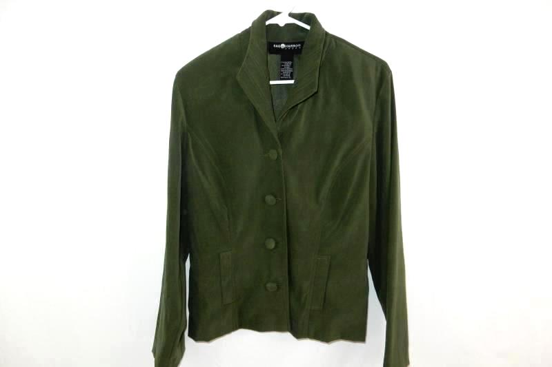 Sag Harbor Dress Women's Button Front Jacket Green Women's Size 12 Mock Pocket