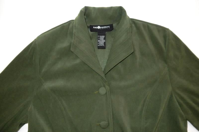 Sag Harbor Dress Women's Button Front Jacket Green Women's Size 12 Mock Pocket