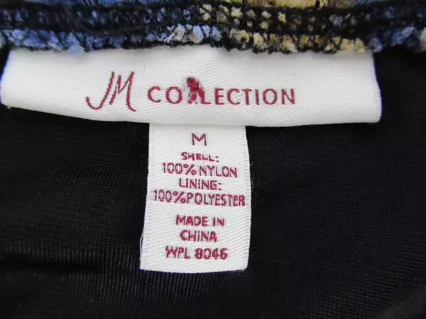 JM Collection Women's M Lace Overlay A-Line Midi Skirt Blue Tan Floral Print