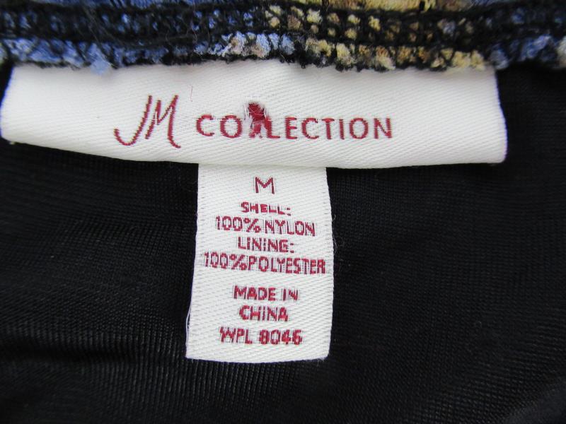 JM Collection Skirt Women Size Medium Lace Over Lay A Line Midi Blue Tan Print