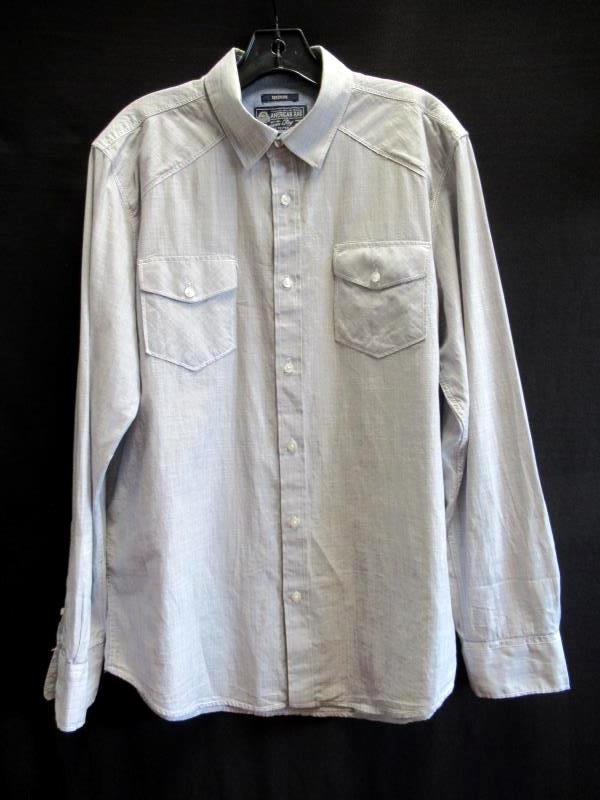 American Rag Shirt Top Light Grey Gray Cotton White Stitching Men's Medium