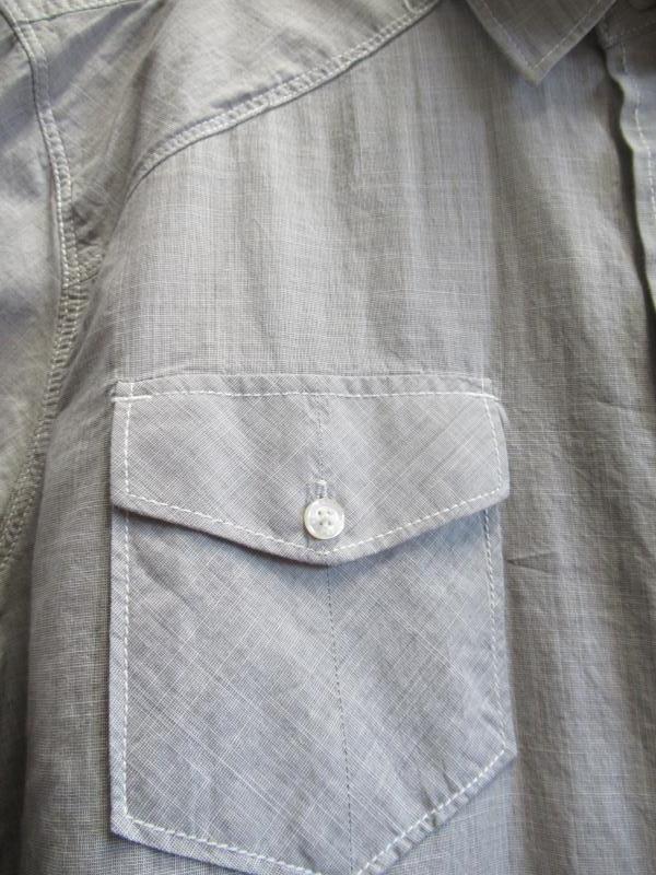 American Rag Shirt Top Light Grey Gray Cotton White Stitching Men's Medium
