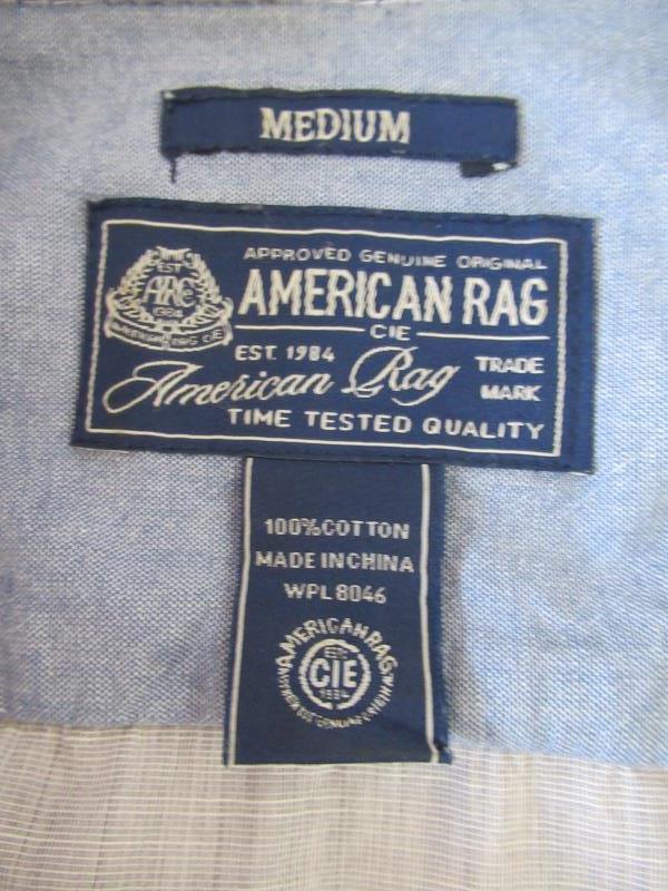 American Rag Shirt Top Light Grey Gray Cotton White Stitching Men's Medium