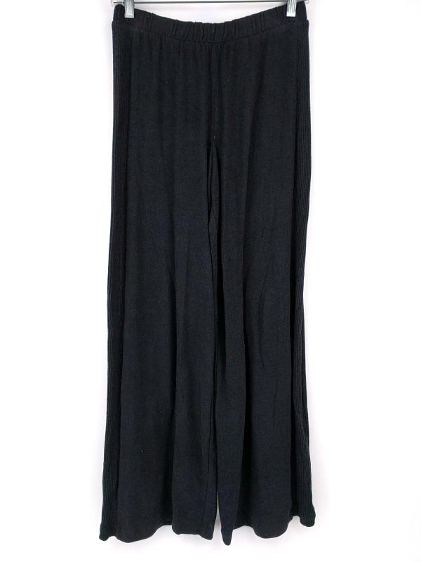 BANANA REPUBLIC Lounge Pants High Rise Wide Leg Black Rib Knit Sz XS New