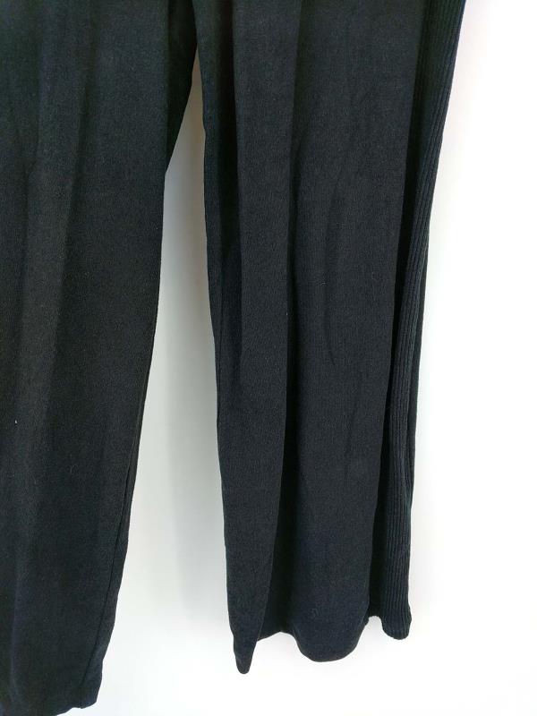 BANANA REPUBLIC Lounge Pants High Rise Wide Leg Black Rib Knit Sz XS New