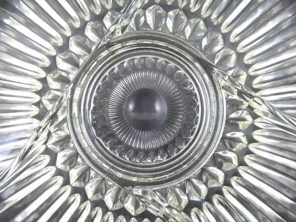 Vintage Divided Serving Platter Plate Scalloped Clear Glass 12 Inch Gold Tinted
