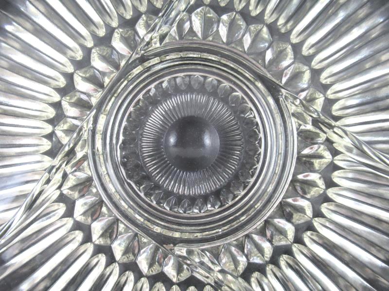 Vintage Divided Serving Platter Plate Scalloped Clear Glass 12 Inch Gold Tinted