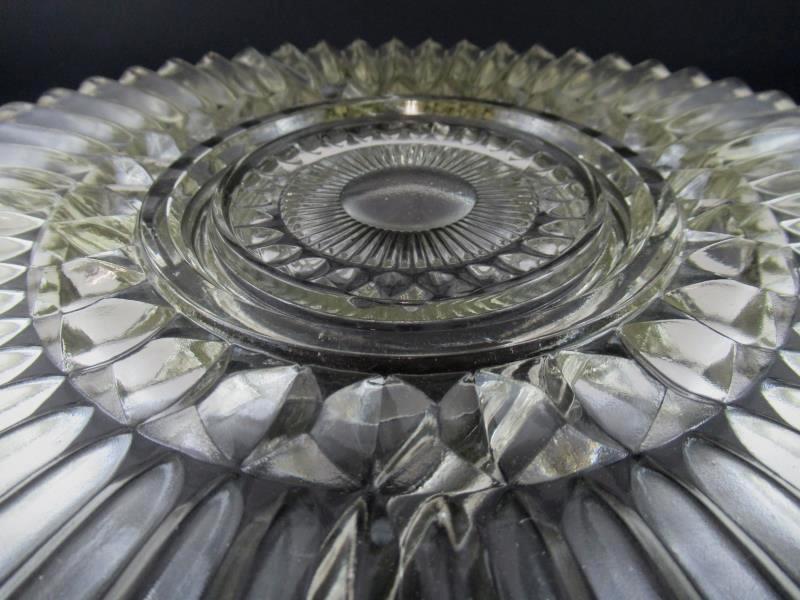 Vintage Divided Serving Platter Plate Scalloped Clear Glass 12 Inch Gold Tinted