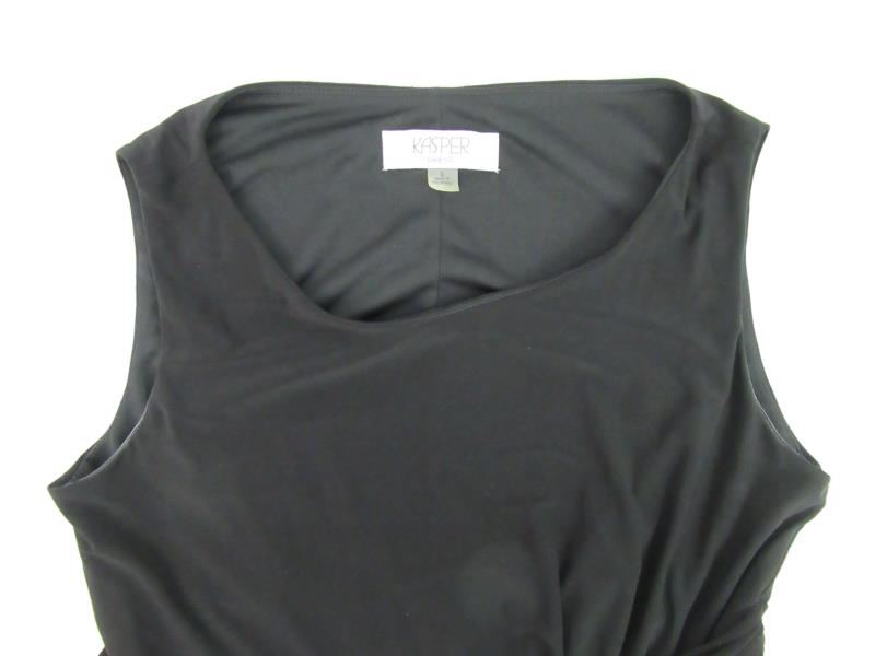 Kasper Dress Wide Strap With Faux Belt Dress Women's Size 8 Black Round Neck